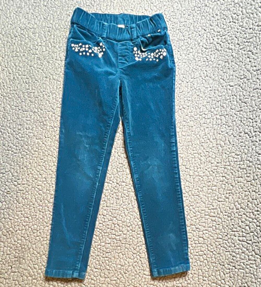 Gymboree Girls Size 5 Blue Corduroy Pull-On Skinny Pants With Pockets
